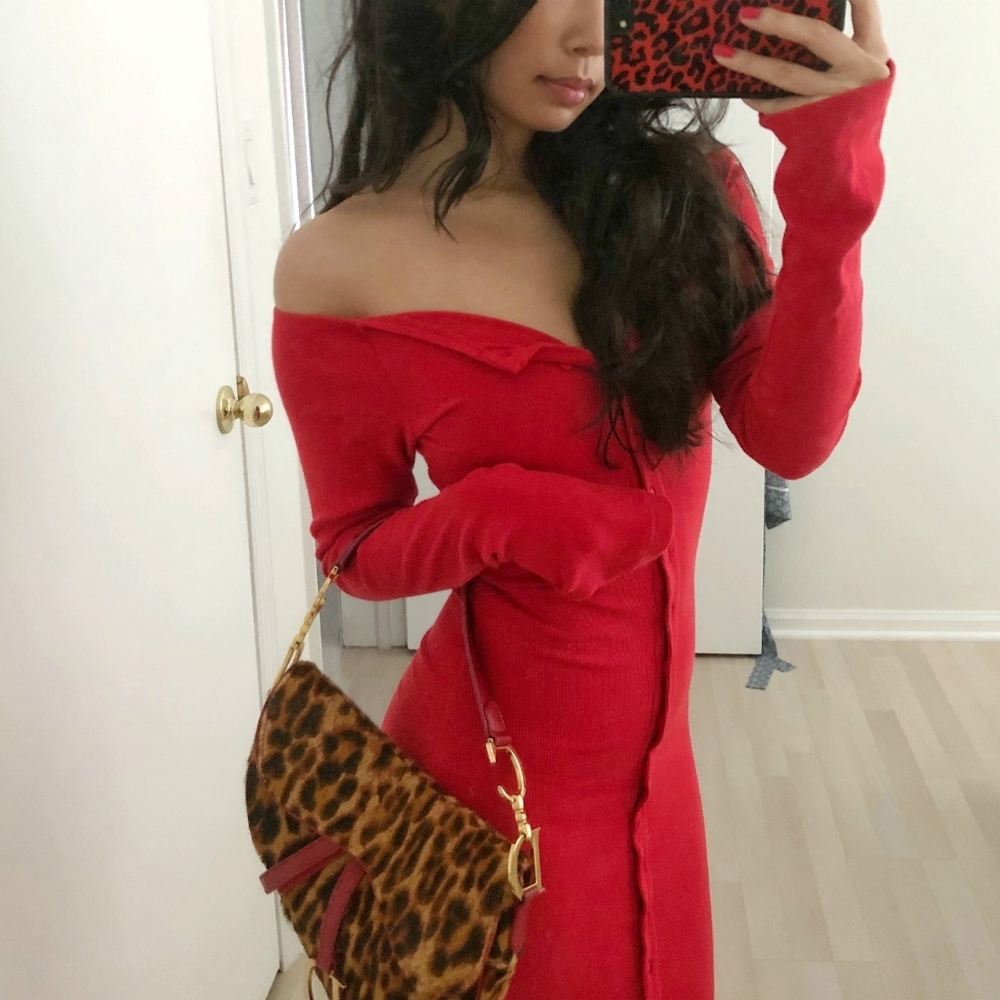 Line By K Gaby Red Off-Shoulder Dress